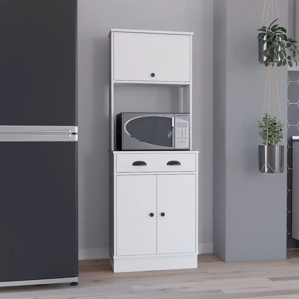 Apex Kitchen Pantry 66.3" H Drawer 2 Cabinets And Microwave Stand White depot e-shop