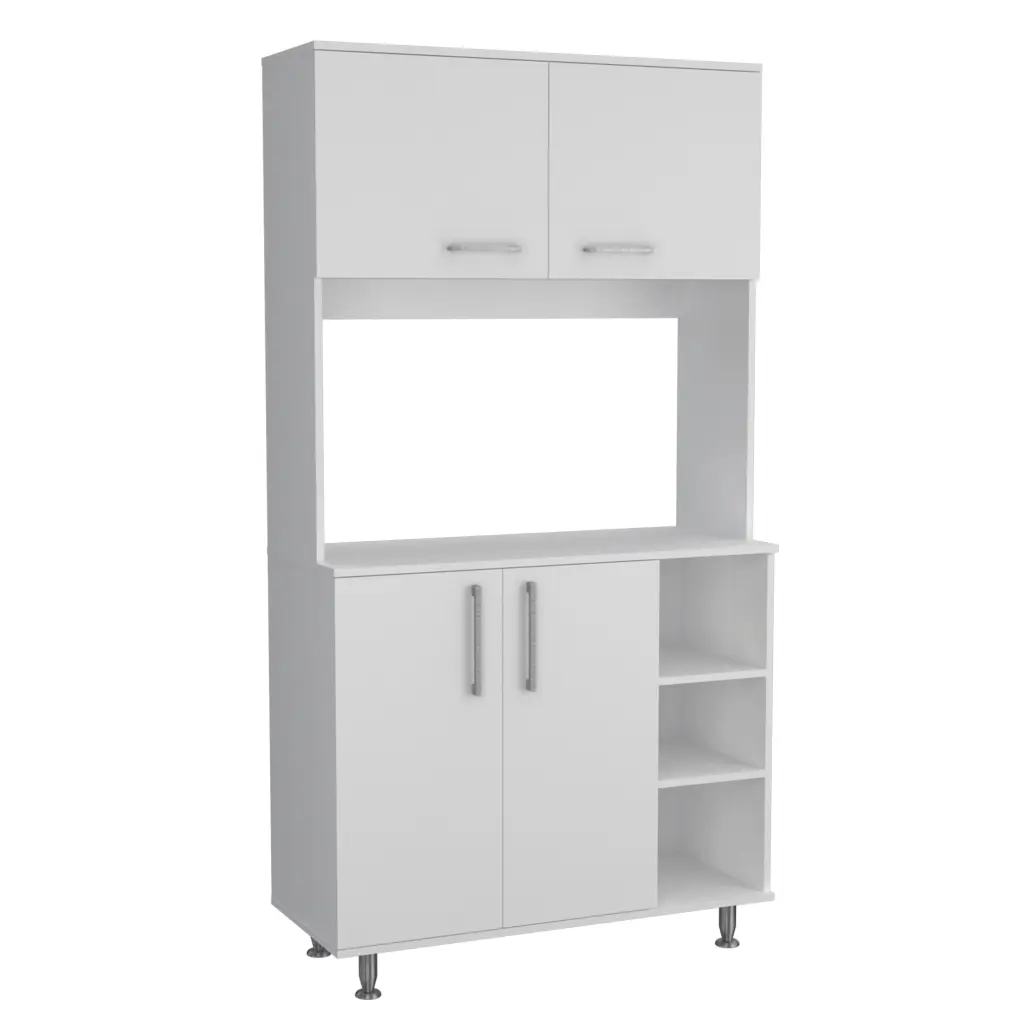 95 Pantry Kit Four Legs Double Door Cabinet Three Shelves White Free Standing Storage rta mubles colombia