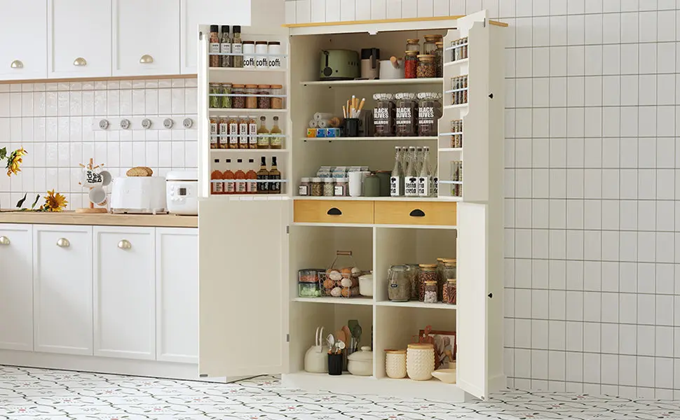 40.2X20X71.3 Inch High Freestanding Kitchen Pantry Large Cupboard rnb