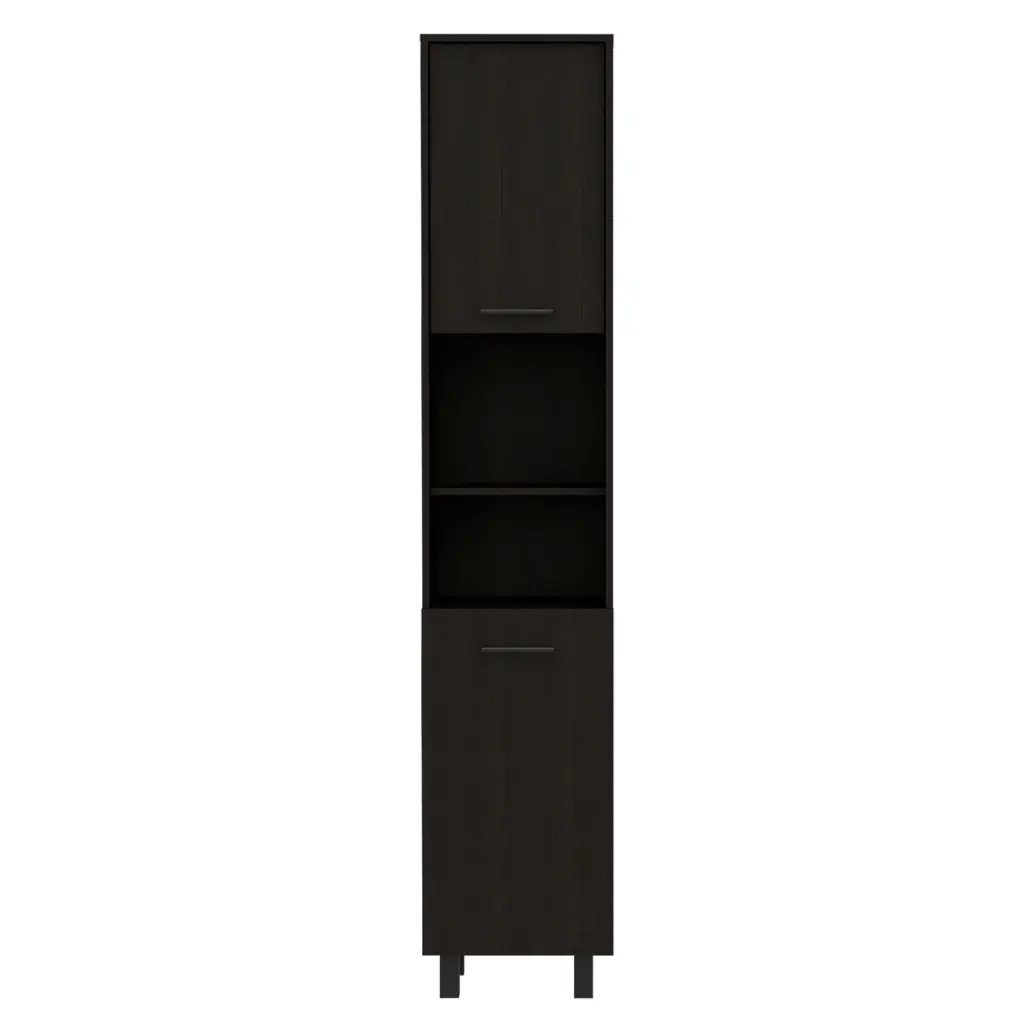 Hobart Pantry Three Shelves and Two Cabinets Black rta muebles colombia