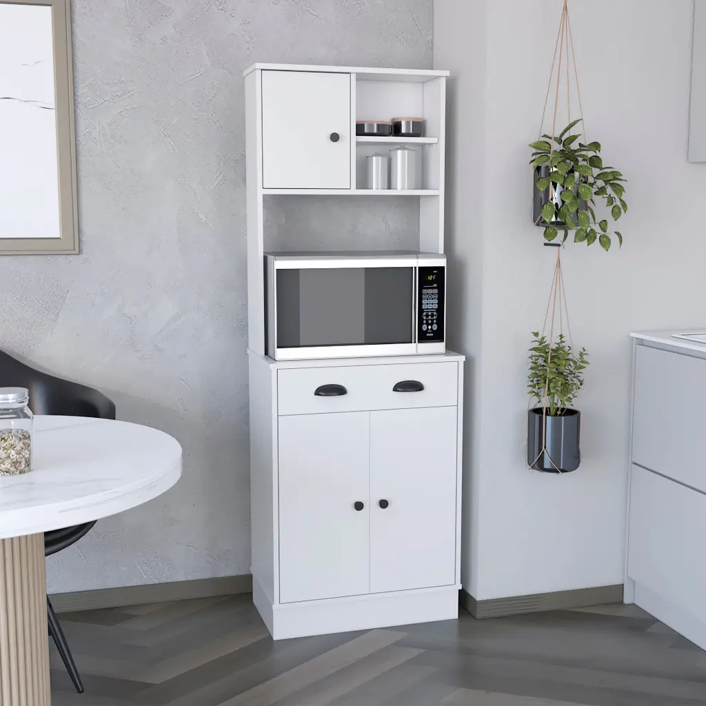 Kitchen Pantry 67 Inch H Two Cabinets Three Doors Two Open Shelves One Drawer rta muebles colombia