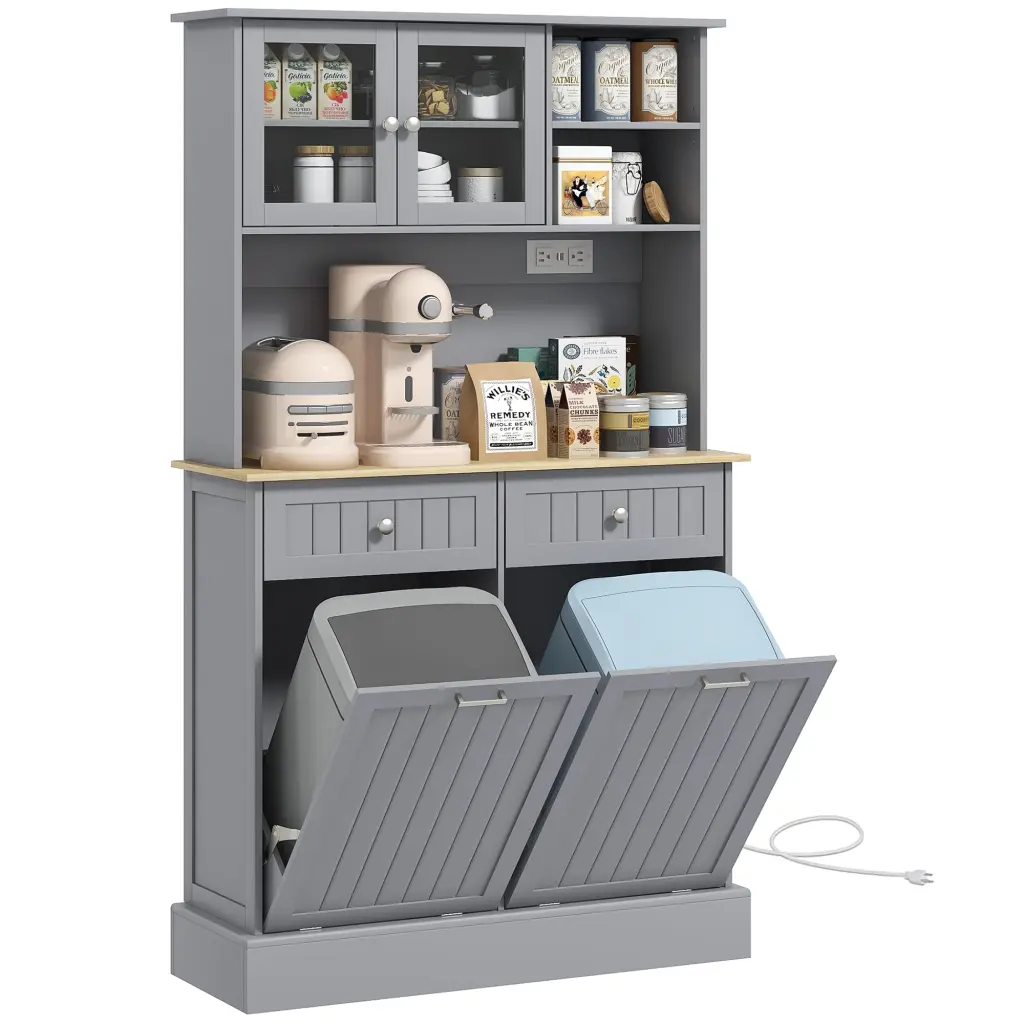 Homcom 68 Inch Kitchen Pantry Storage Cabinet Charging Station and 2 Tilting Doors aosom business