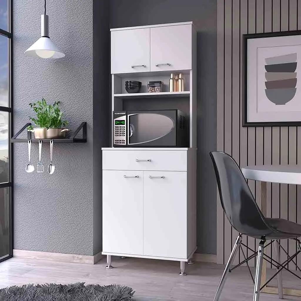 Bay Area Pantry Two Door Cabinets One Drawer Four Customizable Metallic Shelves fm furniture