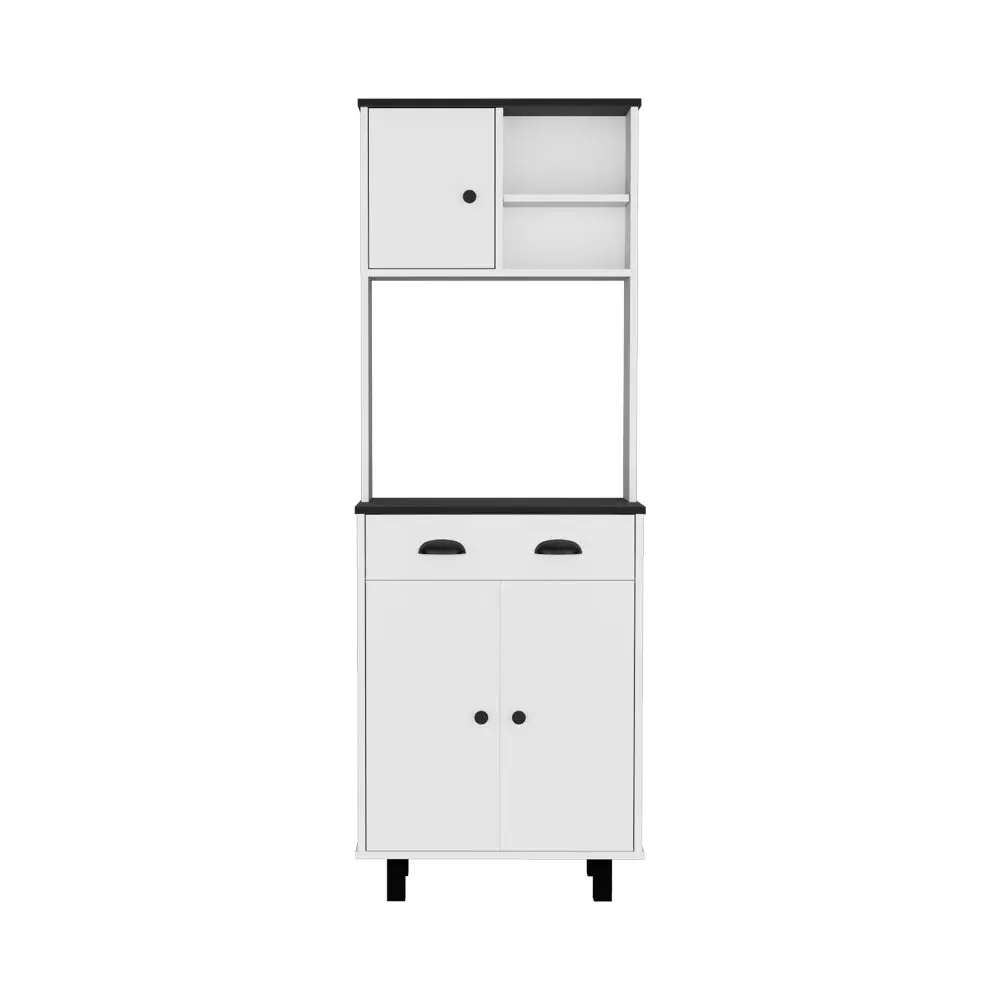 Kitchen Pantry Naomi White Black Particle Board Storage Cabinet Kitchen treevol furniture
