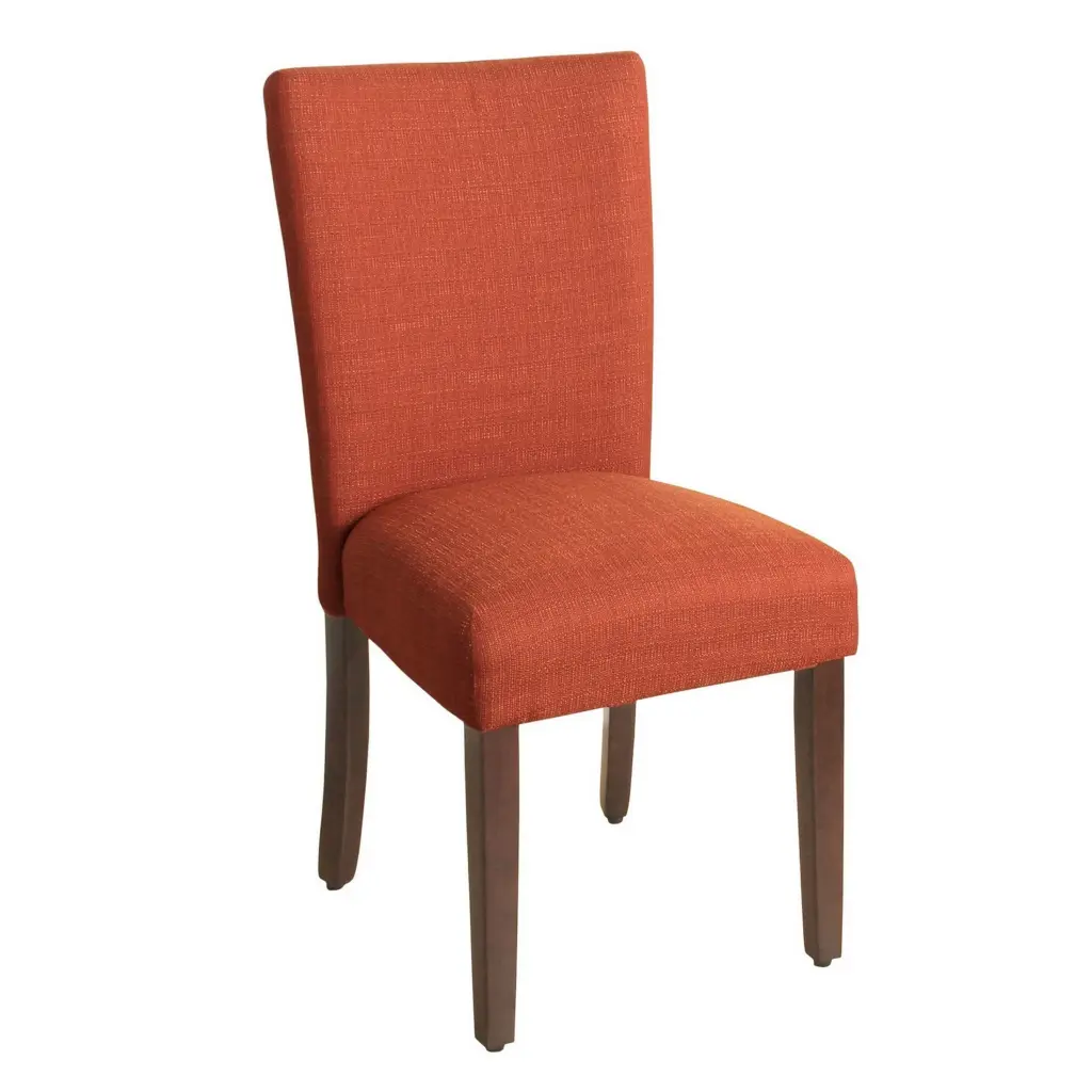 Upholstered Wooden Armless Parson Dining Chair Orange and Brown Modern Design royal hampton
