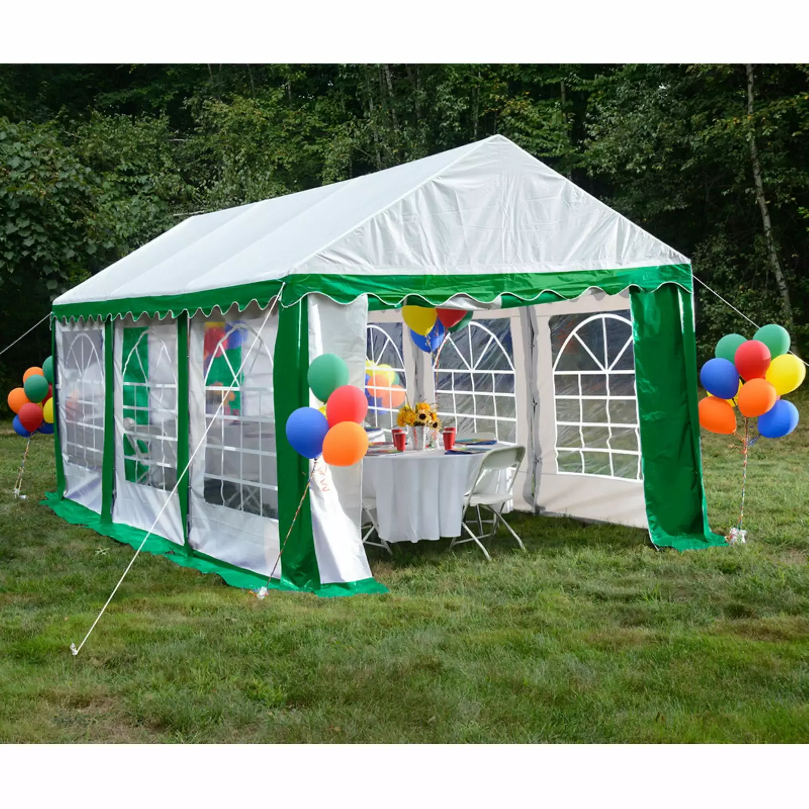 10x20 Party Tent Enclosure Kit Green White Outdoor Event Shelter