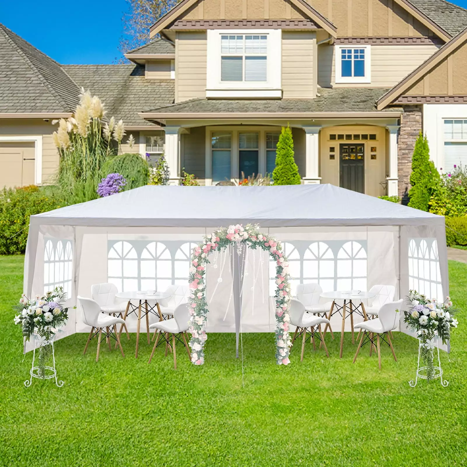 Ktaxon 10x20 Party Tent Outdoor Gazebo Wedding Canopy Sides White Events Shelter 10