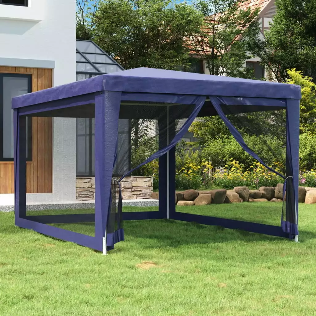 Moobody Party Tent 4 Mesh Sidewalls Blue 9.8x13.1ft HDPE Outdoor Event Shelter Size118