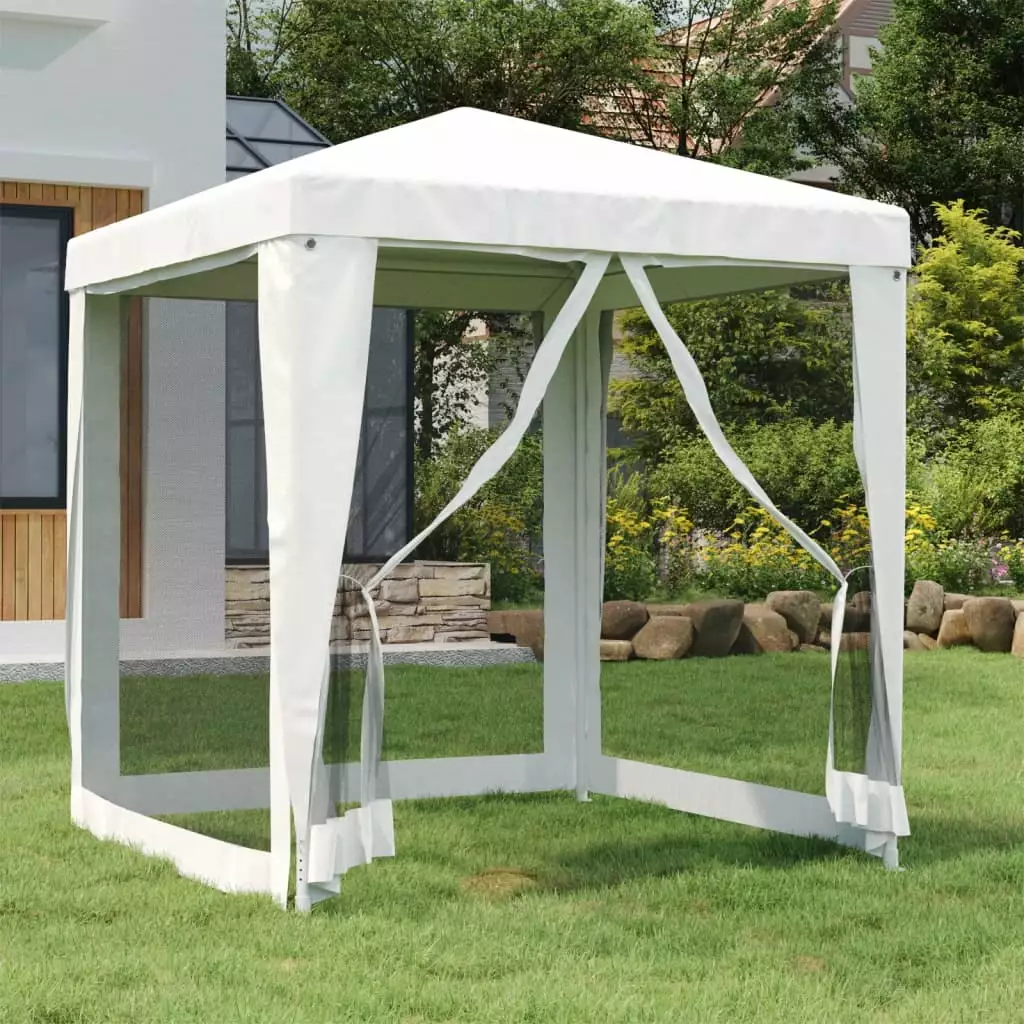 vidaXL Party Tent 4 Mesh Sidewalls 6.6x6.6 White Outdoor Event Shelter 118