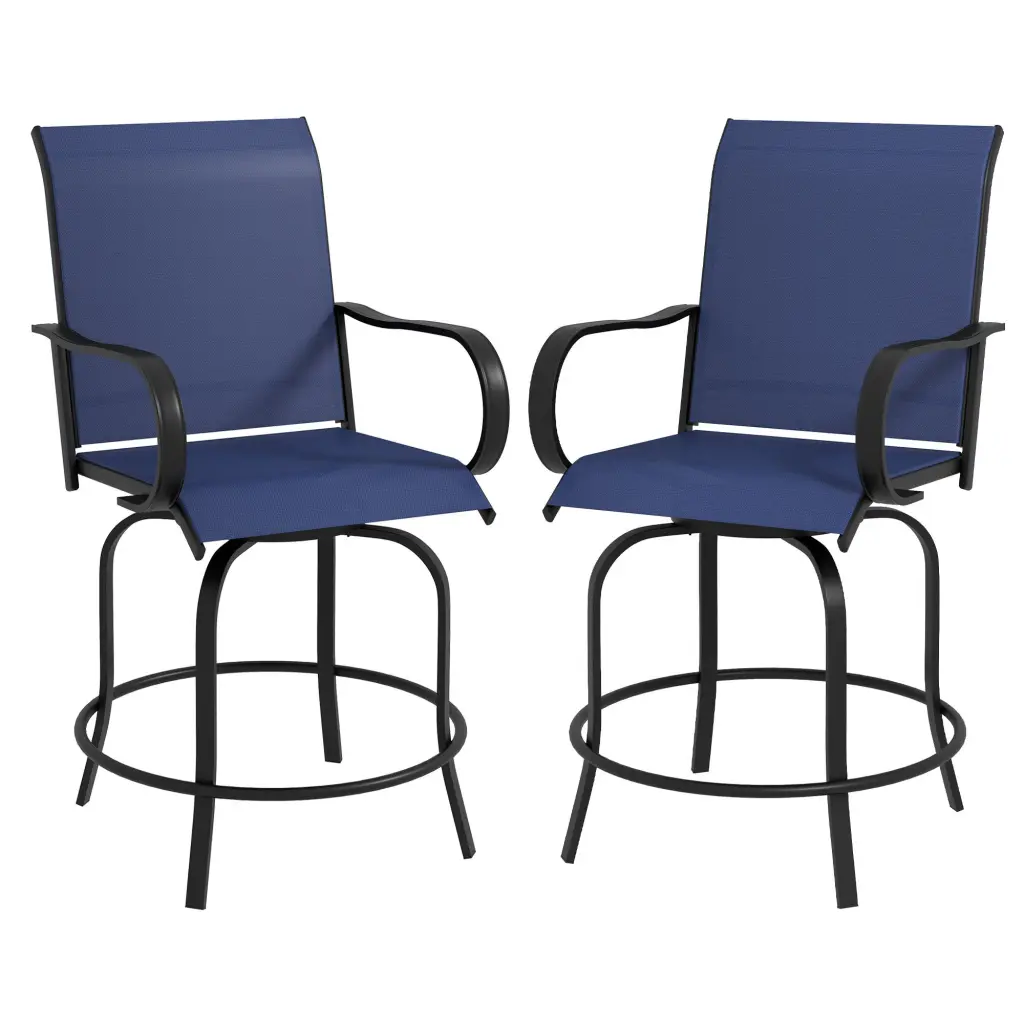 Outsunny Outdoor Bar Stools Armrests Set 2 Swivel Height Adjustable aosom business