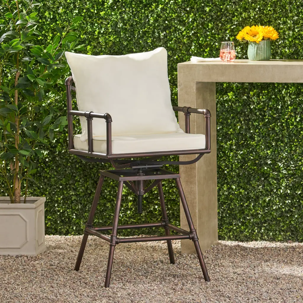 Outdoor Patio Swivel Bar Stool Height Adjustable Barstool Cushion nh-bc furniturings