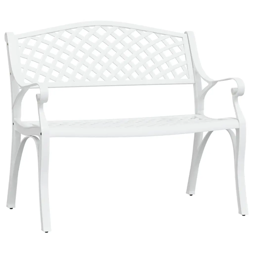 40.2 Inch White Cast Aluminum Patio Bench