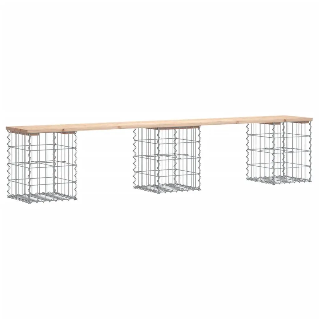 79.9x12.2x16.5 Inch Gabion Design Solid Wood Pine Patio Bench