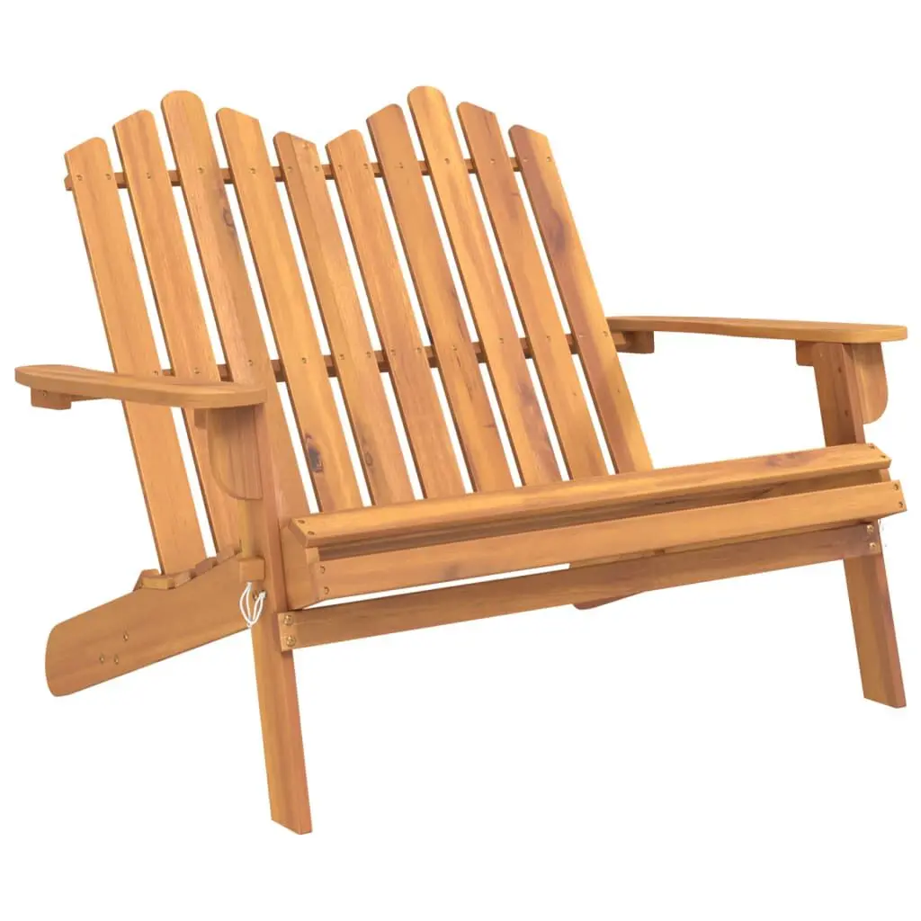 Adirondack Patio Bench 49.6 Inches Solid Wood Acacia Outdoor Furniture