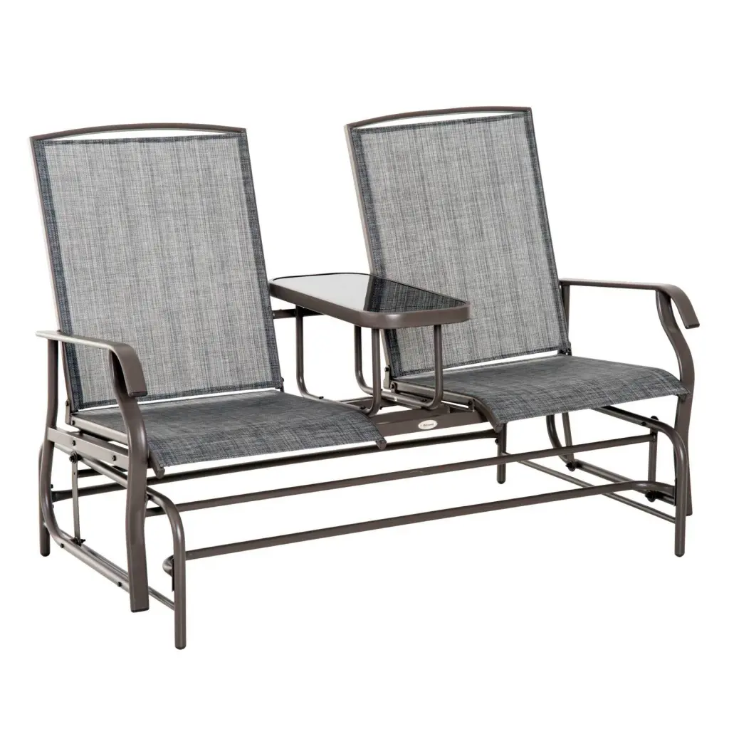 Outsunny Outdoor Glider Bench Center Table Metal Frame Patio aosom business