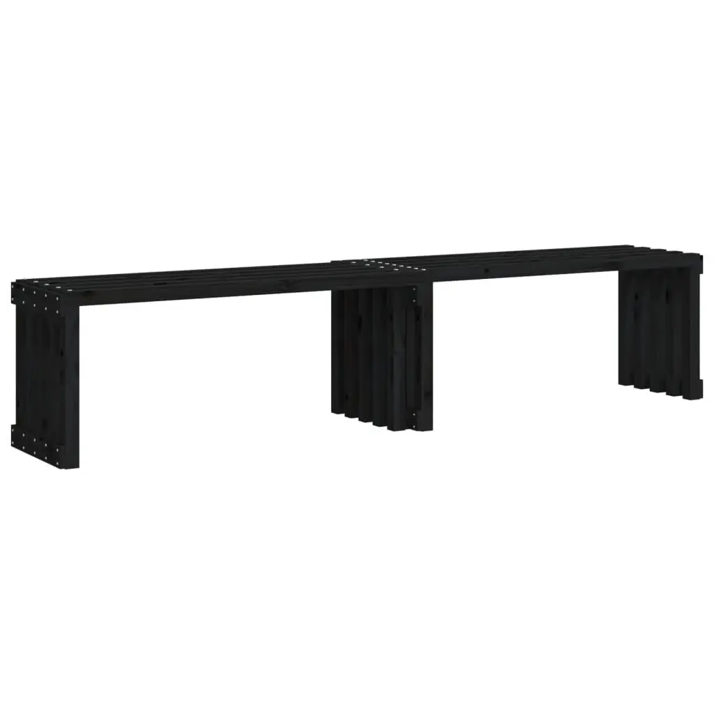 Black Extendable Patio Bench 83.7x15.9x17.7 Inches Solid Pine Wood Outdoor