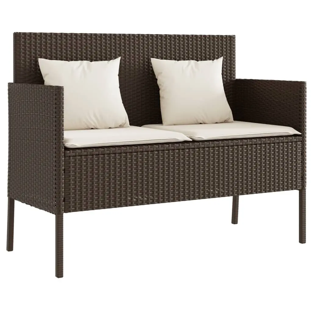 Patio Bench Cushions Brown Poly Rattan Outdoor Seating
