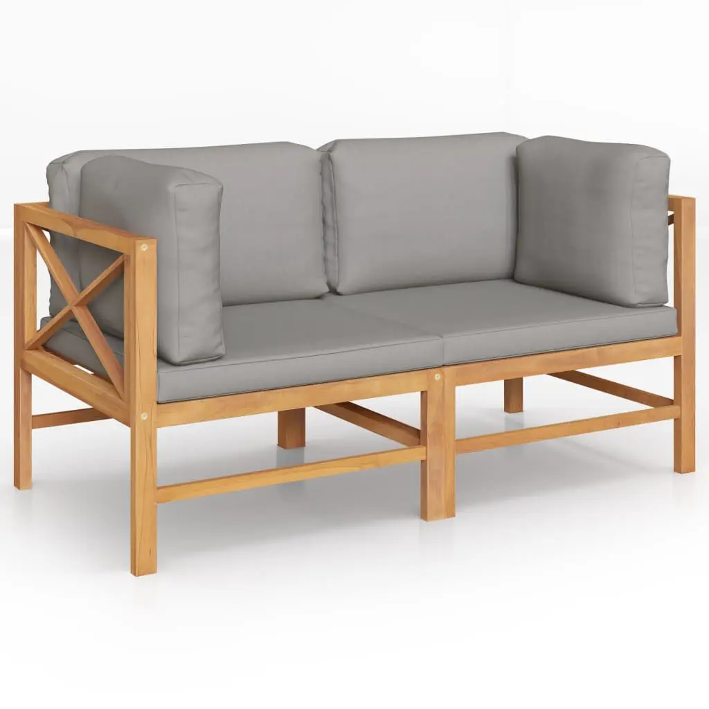 2 Seater Patio Bench Dark Gray Cushions Outdoor