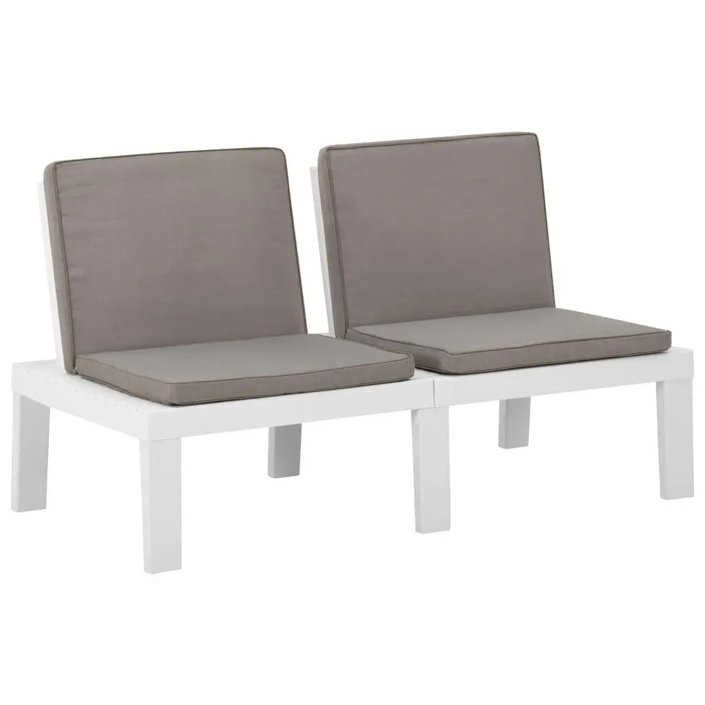 White Plastic Patio Lounge Bench Cushion Outdoor Seating