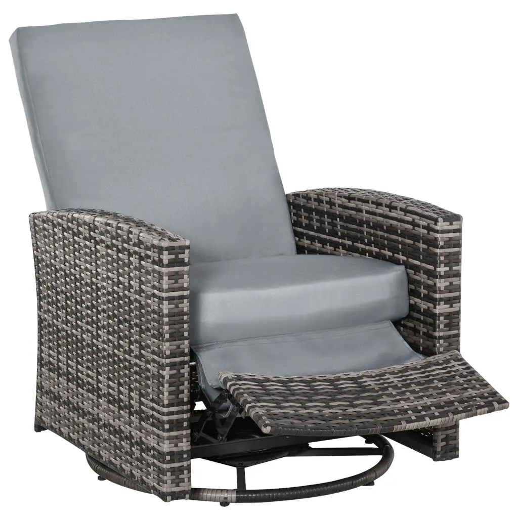 Outsunny Outdoor Wicker Swivel Recliner Chair Reclining Backrest aosom business