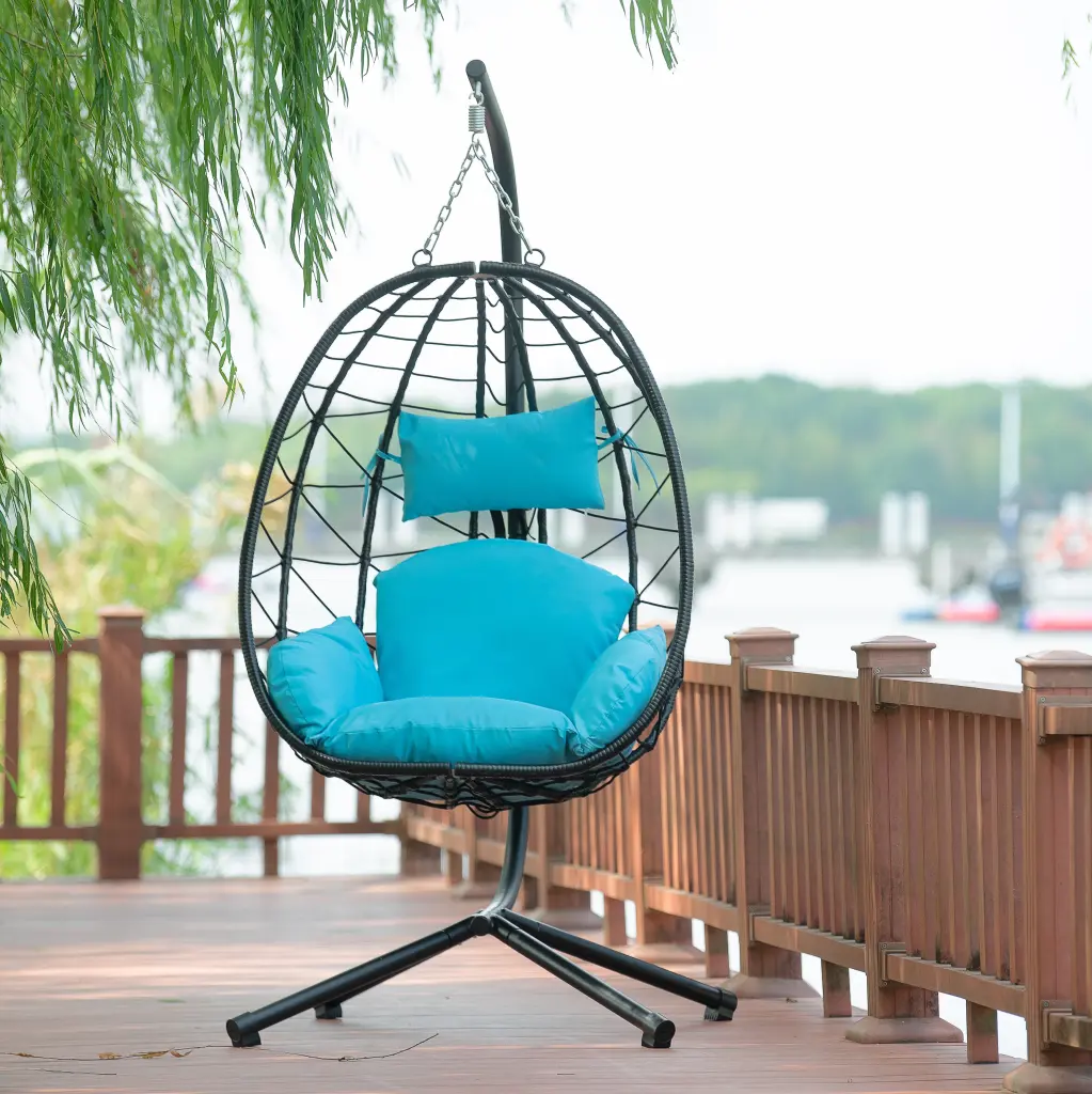 Egg Chair Stand Indoor Outdoor Swing Chair Patio Wicker Hanging Egg Chair deeray store