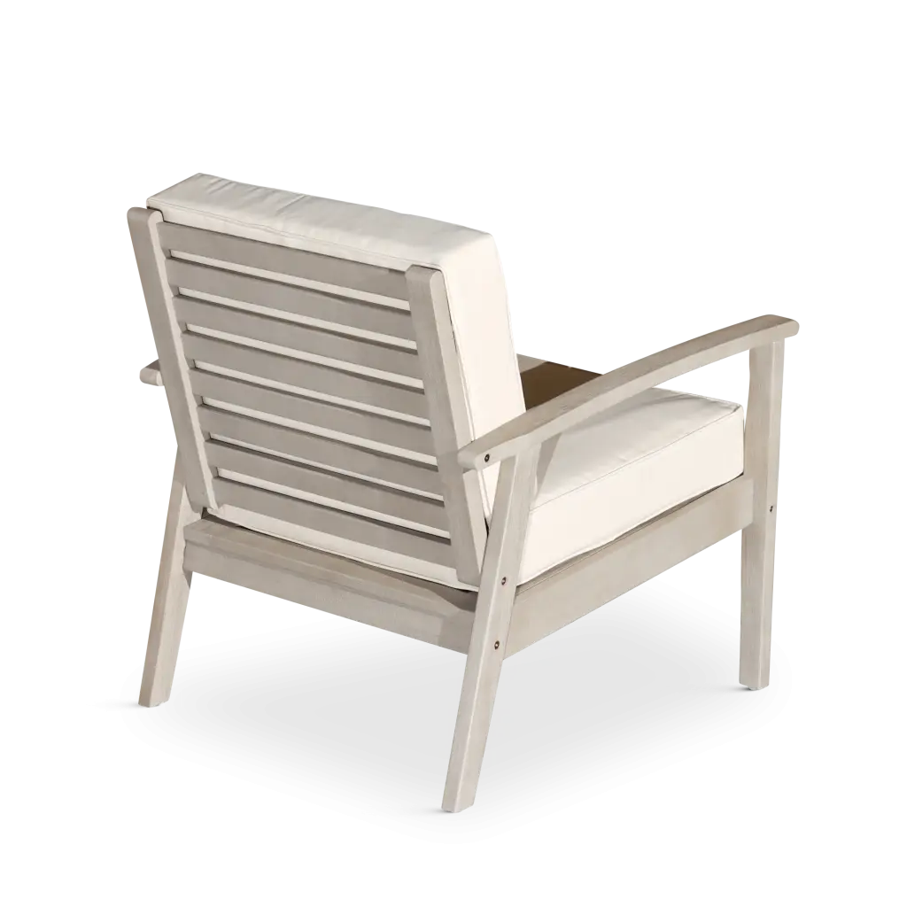 Deep Seat Eucalyptus Chair Driftwood Gray Finish Navy Cushions Outdoor Patio Furniture dty home