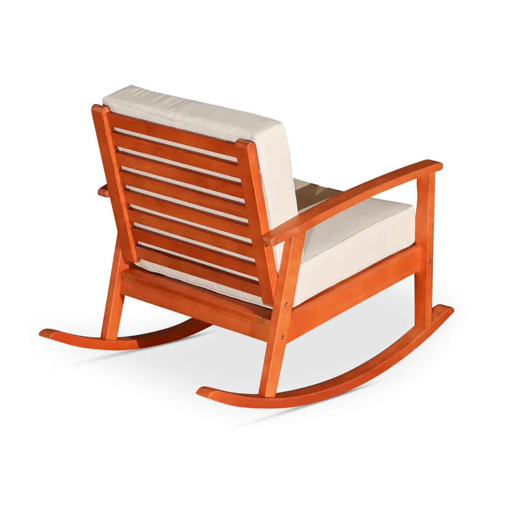 Eucalyptus Rocking Chair Cushions Natural Oil Finish Navy Cushions Outdoor Furniture dty home