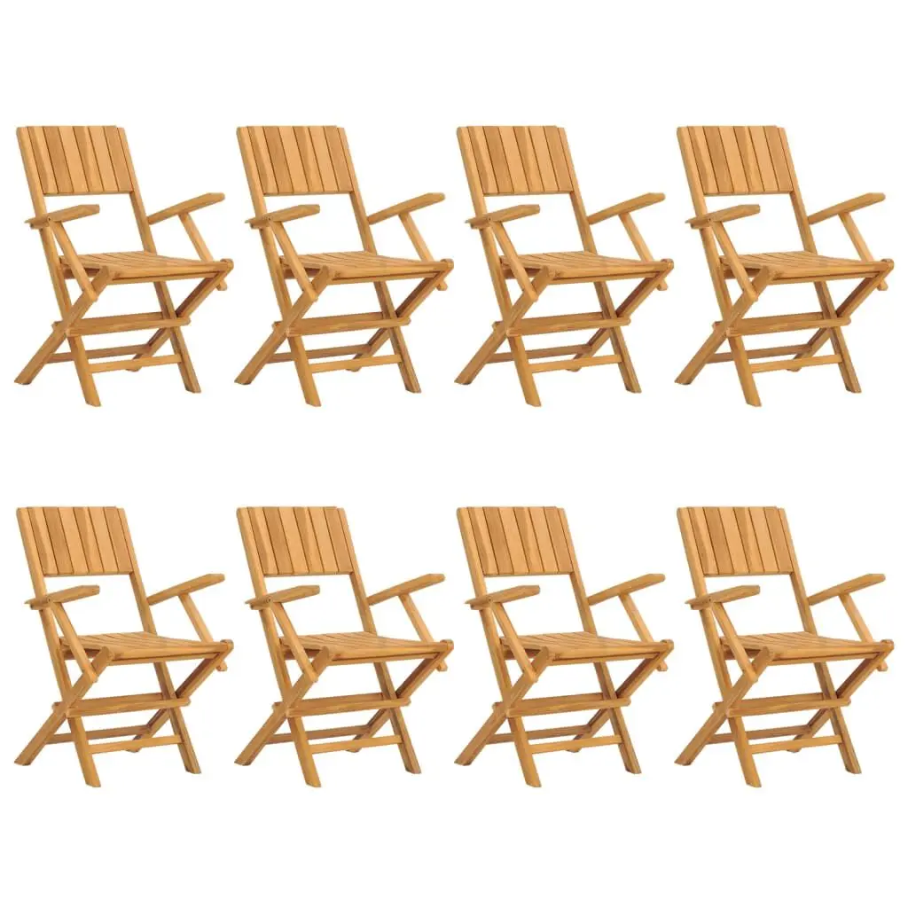 Folding Patio Chairs 8 Pack 21.7x24x35.4 Inch Solid Wood Teak Outdoor Seating