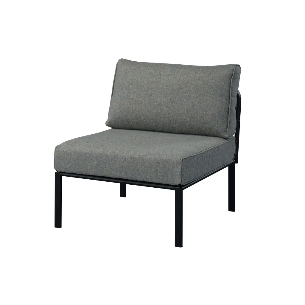 Grey and Black Patio Chair Metallic Frame Loose Back Outdoor Relaxation furniture max
