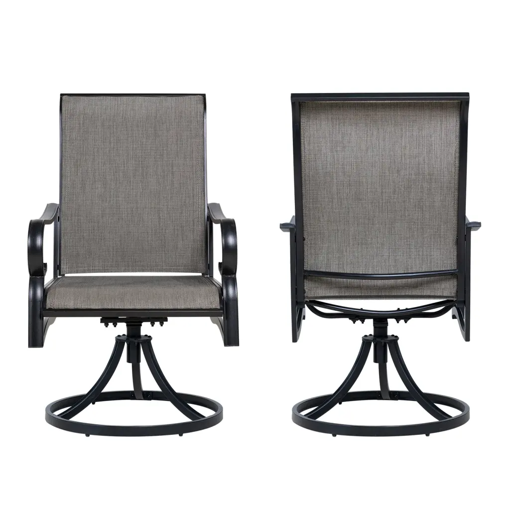 Patio Dining Swivel Rocker Chairs Set 2 Textilene High Back 360 Swivel lcfurniture