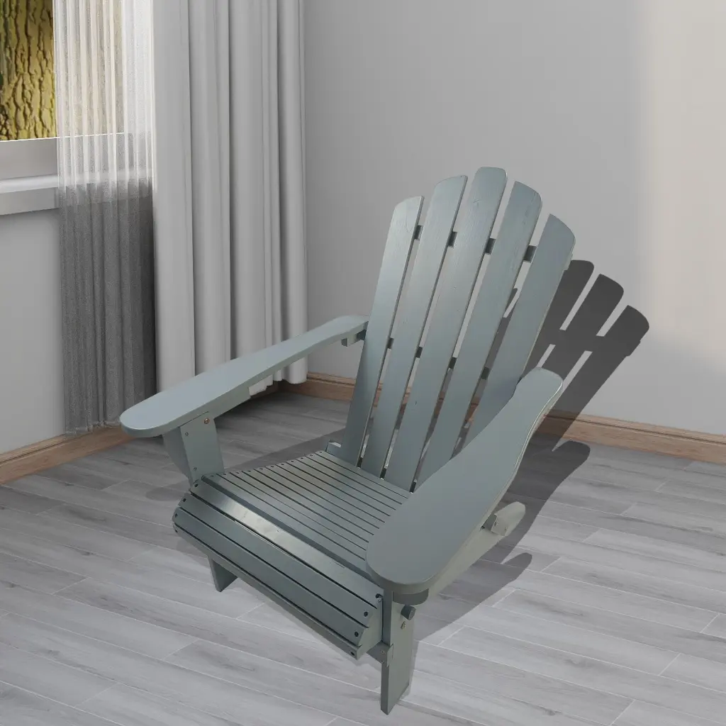 Outdoor Indoor Timber Adirondack Chair Collapsible Grey Solid Wood leisure home -jy