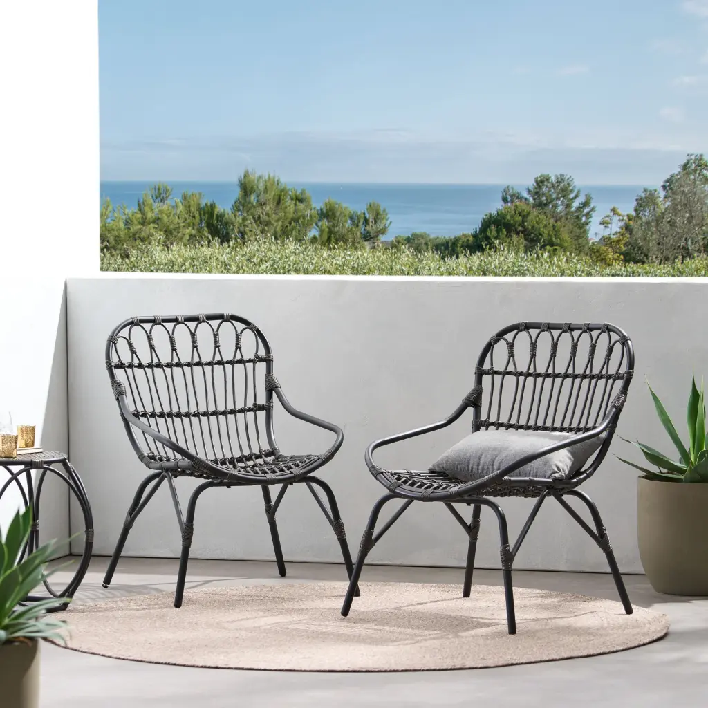 Harlem Chair Gray Rattan Outdoor Indoor Seating nh-gardenpara