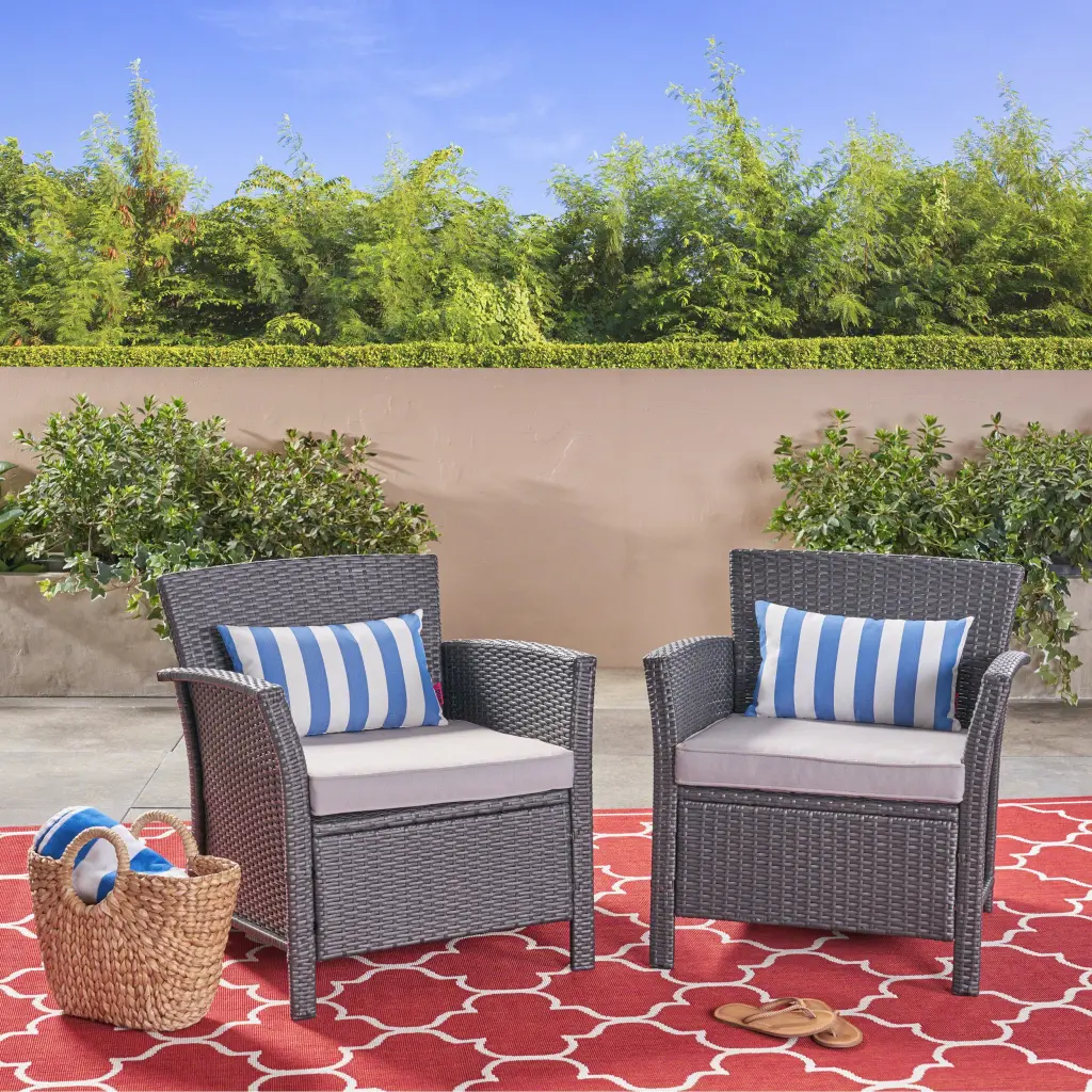 St Lucia Chair Grey PE Rattan Ferrous Metal Water Resistant Material Outdoor nh-kisa