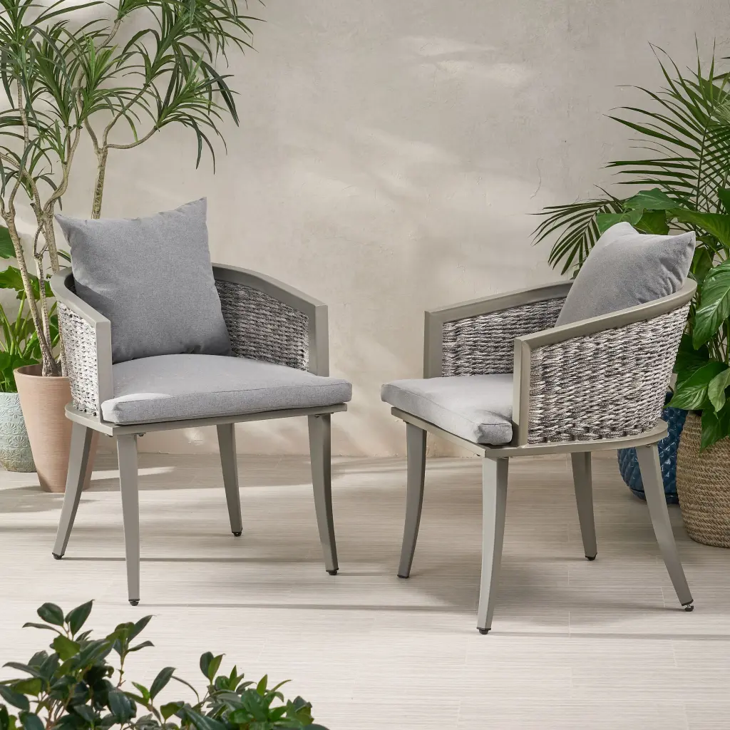 Pebble Chair Grey PE Rattan Ferrous Metal Frame Water Resistant Outdoor Furniture nh-kisa