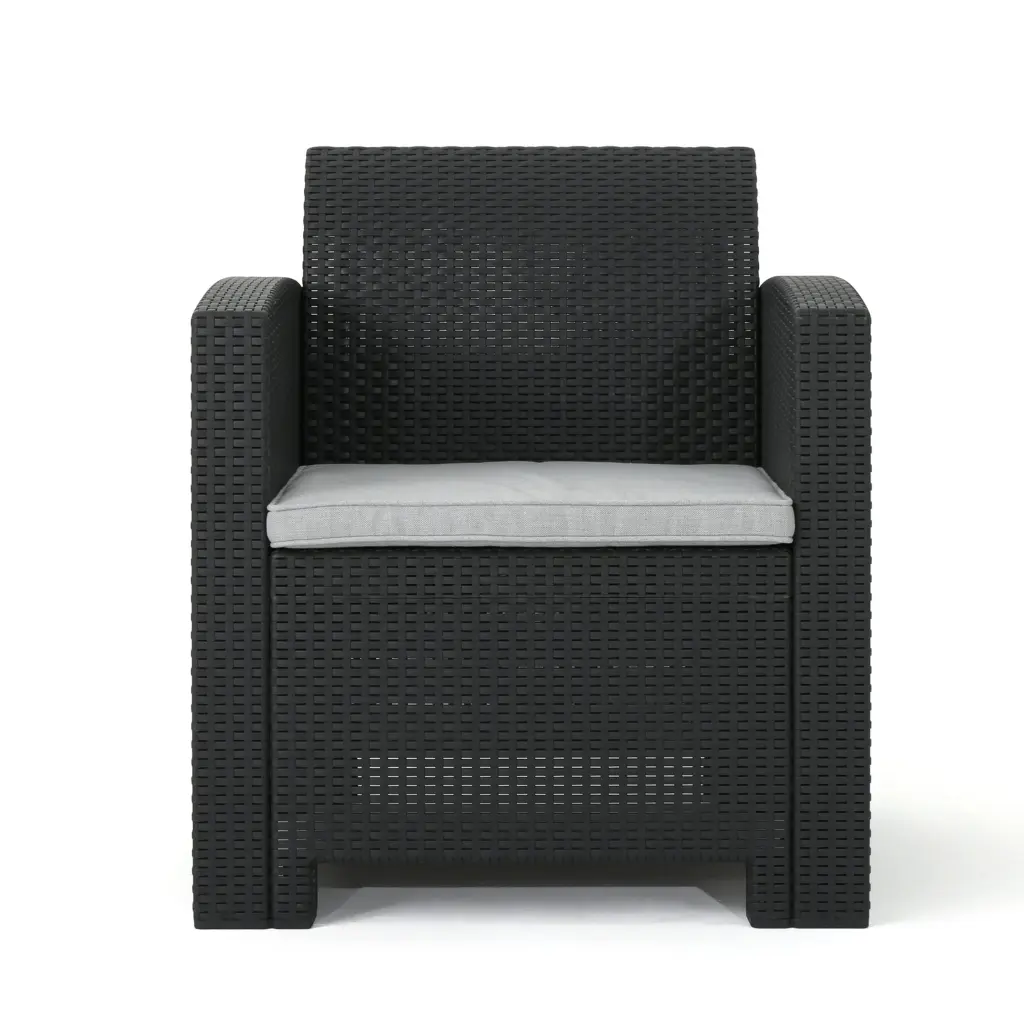 Outdoor Charcoal Faux Wicker Club Chairs Light Grey Water Resistant Cushions nh-onfind
