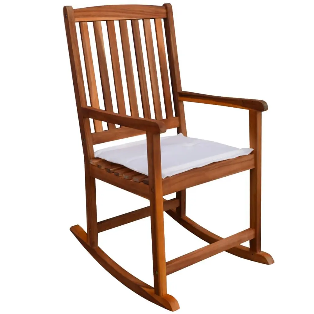 Outdoor Acacia Wood Rocking Chair Patio Garden Relaxation