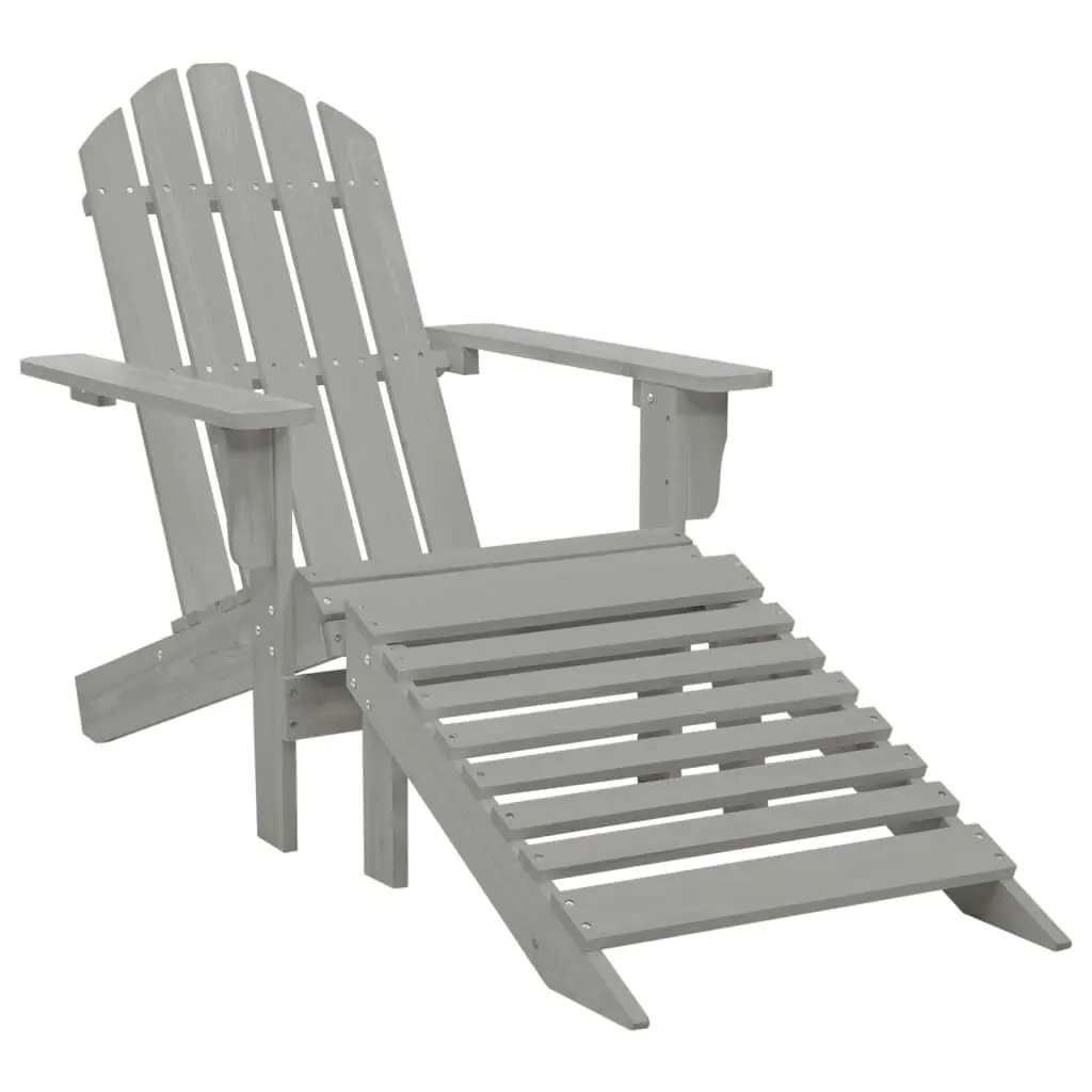 Patio Chair Ottoman Wood Gray - Relaxing Outdoor Lounge Chair