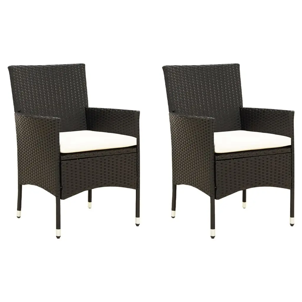 Patio Chairs Cushions 2 pcs Poly Rattan Black Outdoor Furniture