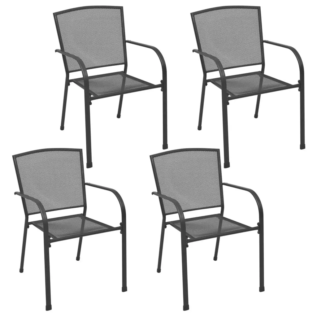 Patio Chairs 4 Pack Mesh Design Anthracite Steel Outdoor Seating