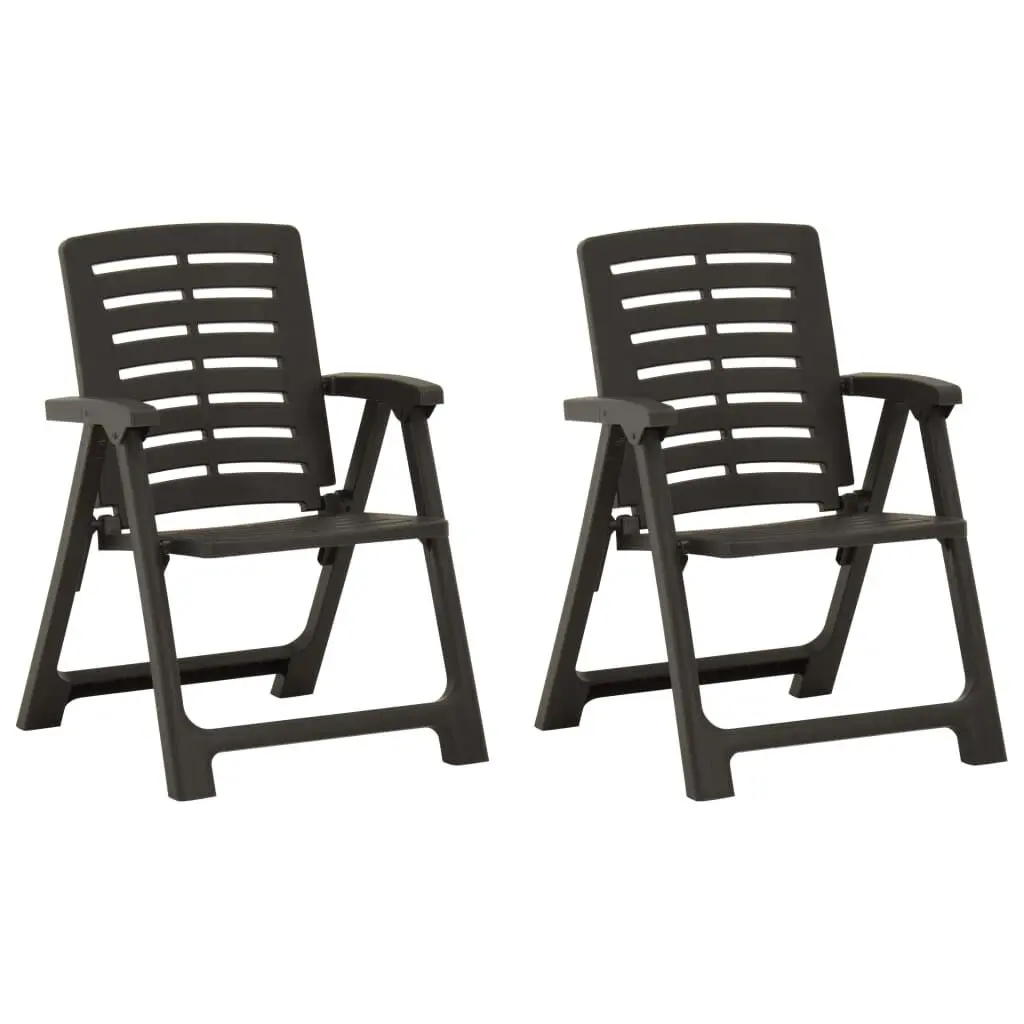 Patio Chairs 2 pcs Plastic Anthracite Outdoor Dining Chairs Weather Resistant