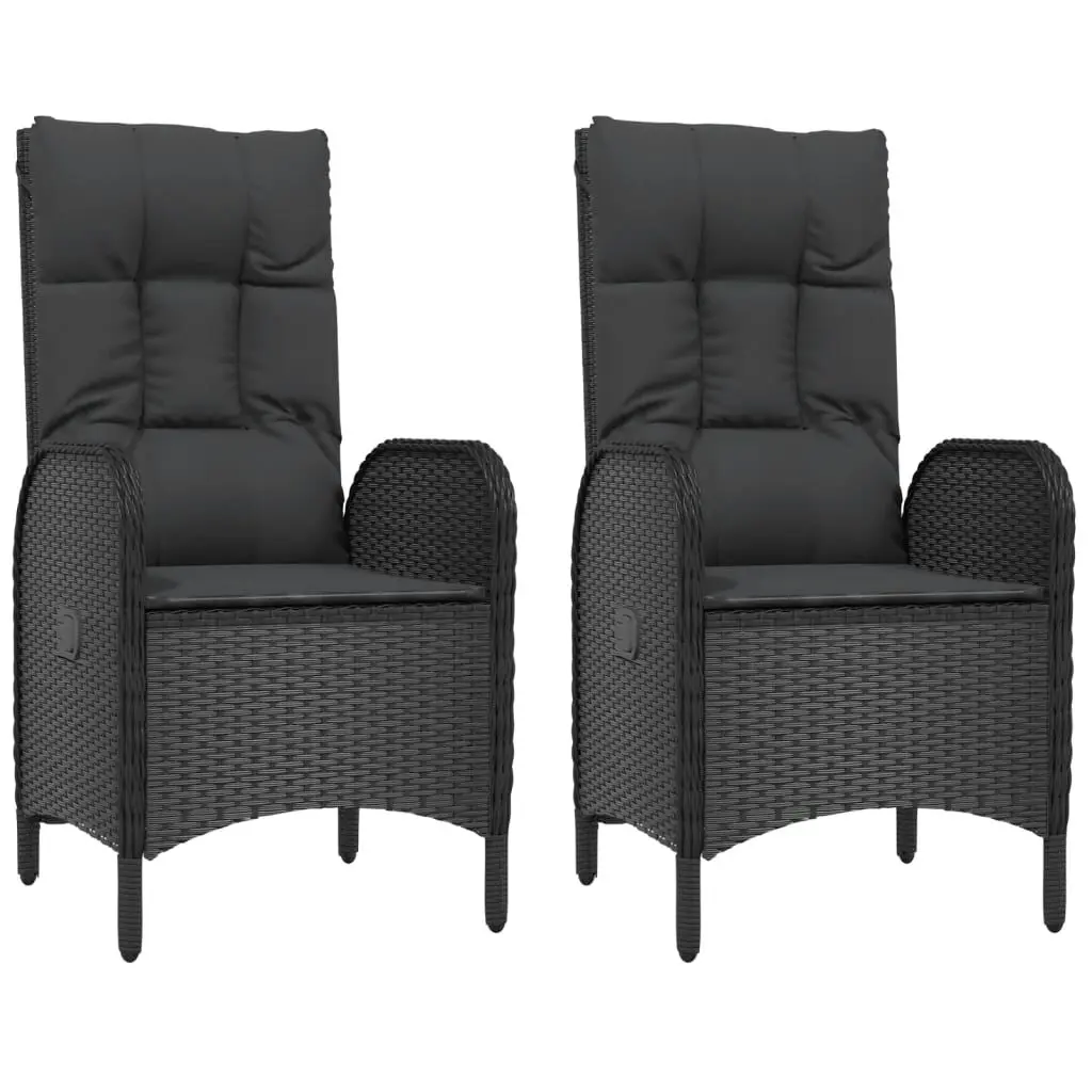 Patio Chairs 2 Piece Set Poly Rattan Black Outdoor Seating