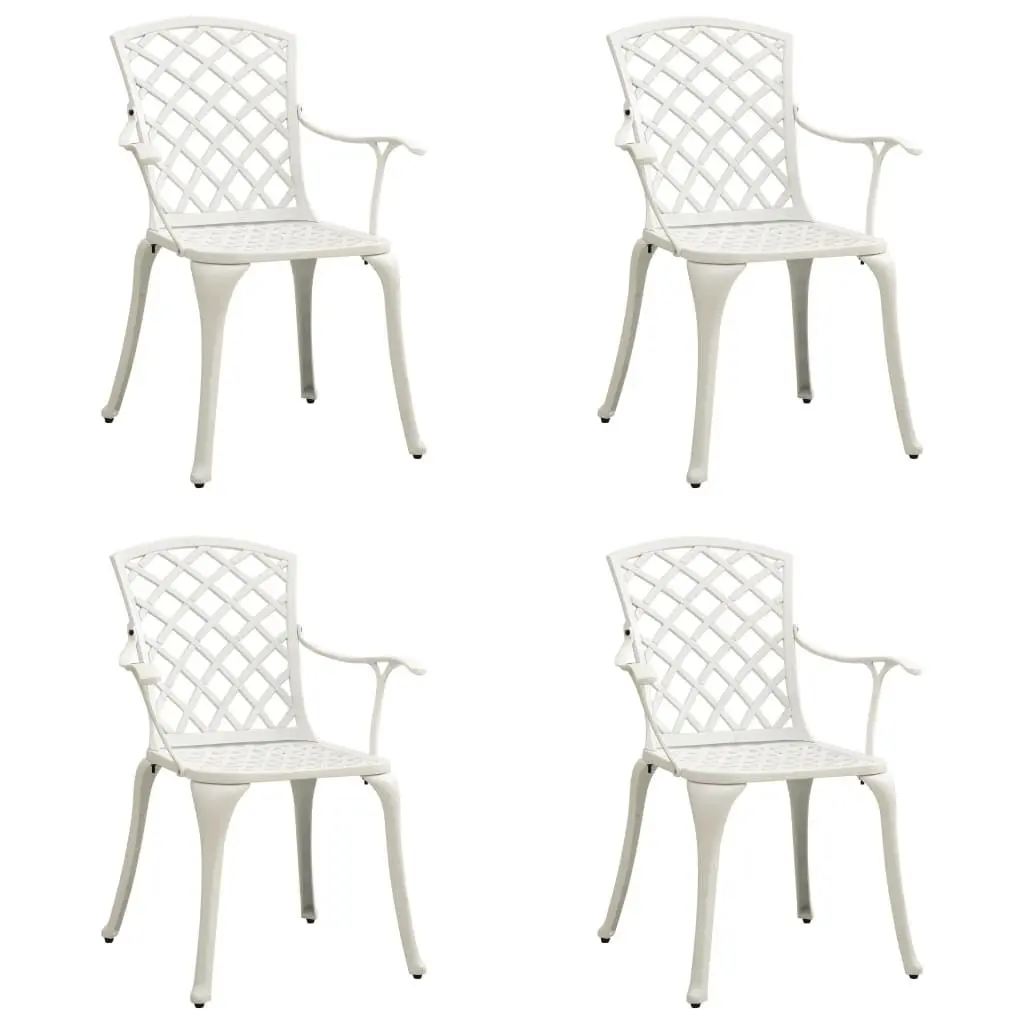Patio Chairs 4 Pieces Cast Aluminum White Outdoor Dining Chairs