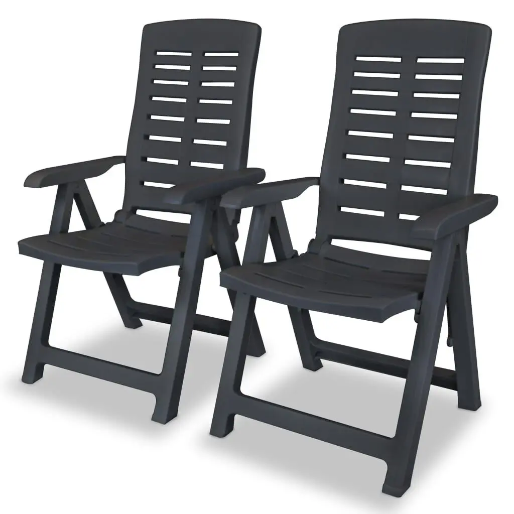 2 Piece Anthracite Plastic Reclining Patio Chairs