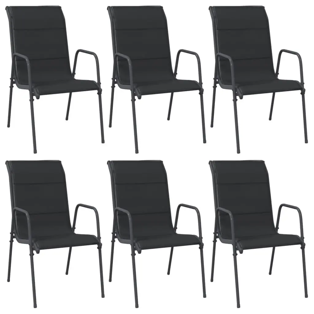 6 Piece Black Steel and Textilene Patio Chairs Set