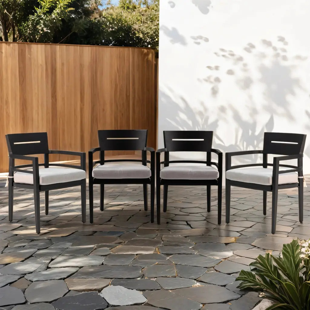 Outdoor Patio Aluminum Dining Chairs Set 4 rnb