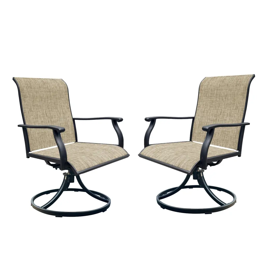 Set 2 Outdoor Swivel Dining Chairs Textilene Fabric Patio rnb