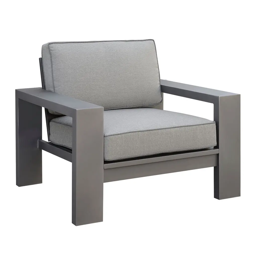 Aluminum Frame Patio Arm Chair Padded Material Seating Gray Set 2 royal hampton