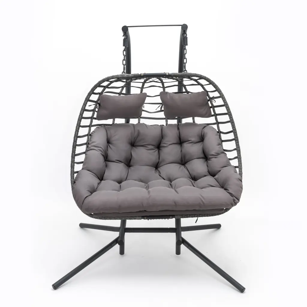 Double Swing Chair Dark Grey Cushion and Antique Dark Grey Steel Frame sfl store-w349