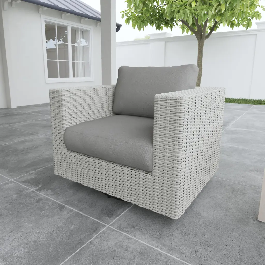 Outdoor Swivel Chair HDPE Resin Wicker Solution Dyed Acrylic Covers Patio Furniture steve silver furniture