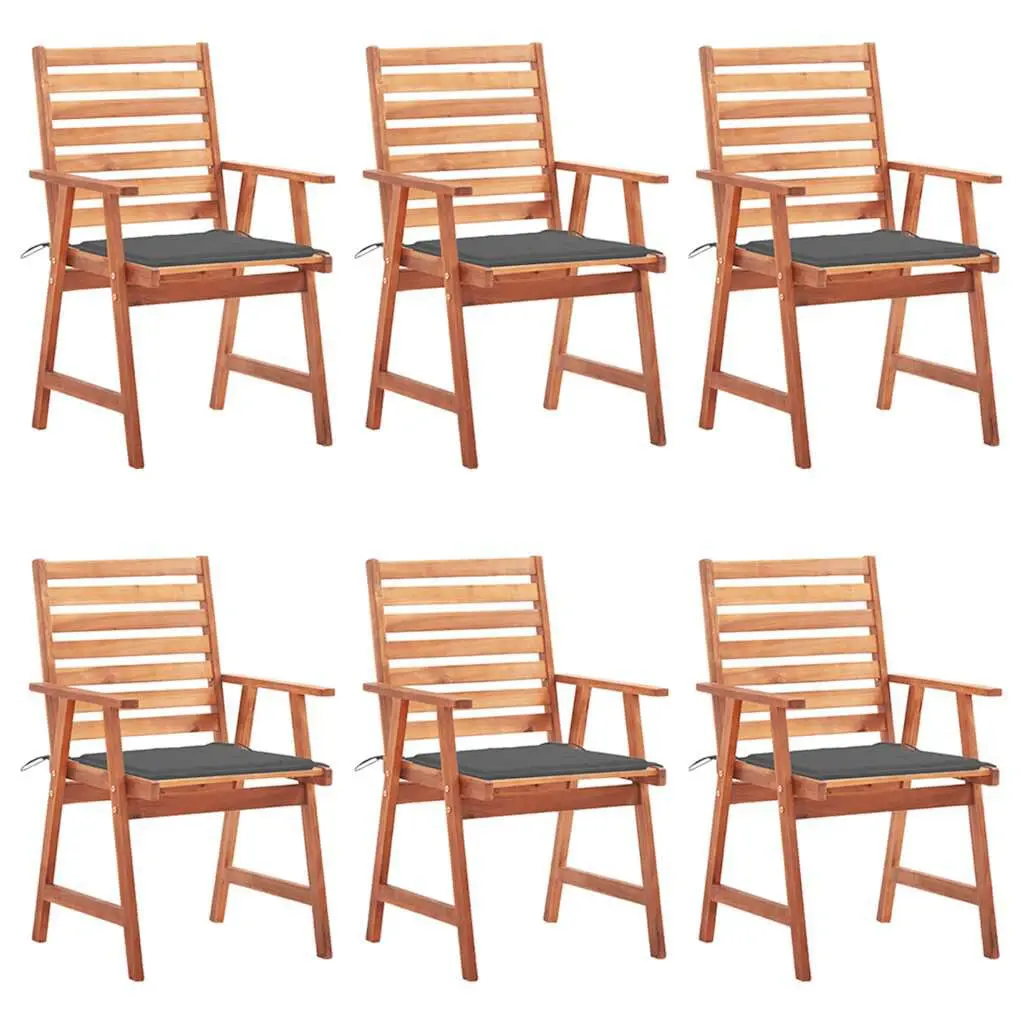 Patio Dining Chairs 6 pcs Cushions Solid Acacia Wood Outdoor